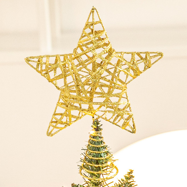 플라워트리 크리스마스 트리 장식 꼭지별, 샤인골드, 22cm, 1개