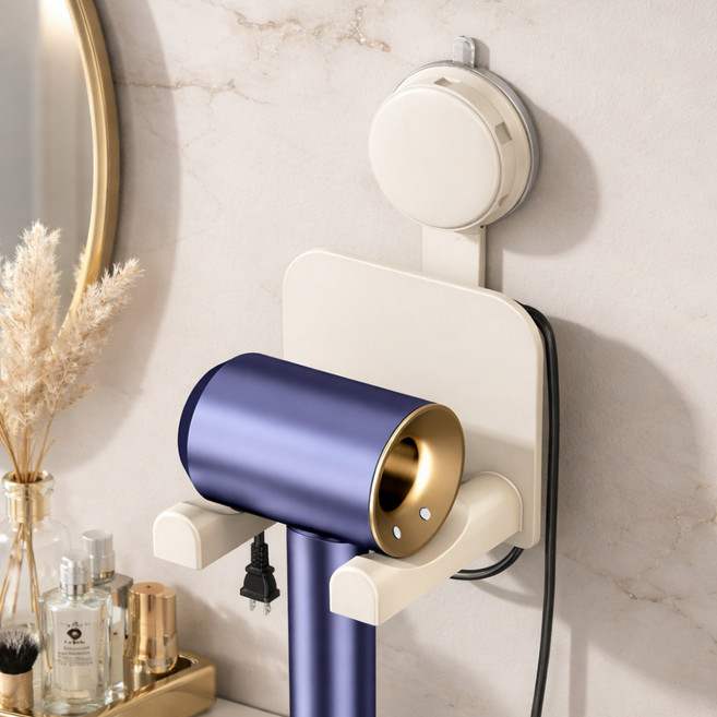 주앤지 흡착식 무타공 헤어 드라이기 거치대, 밀크화이트, 1개