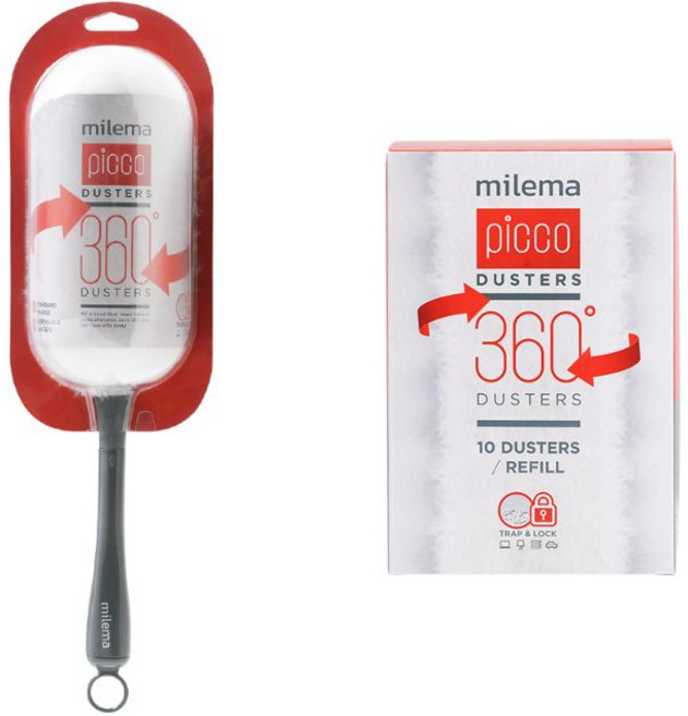 밀레마 피코 더스터 먼지털이 숏핸들킷 + 리필팩, 화이트 + 그레이, 1세트