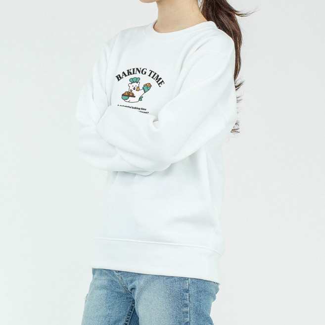 험블스튜디오 여성용 맨투맨 프린팅 베이직 긴팔 티셔츠 FF_575