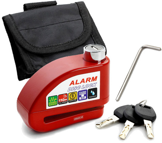 어반카 오토바이 도난방지 경보기, 레드, 1개