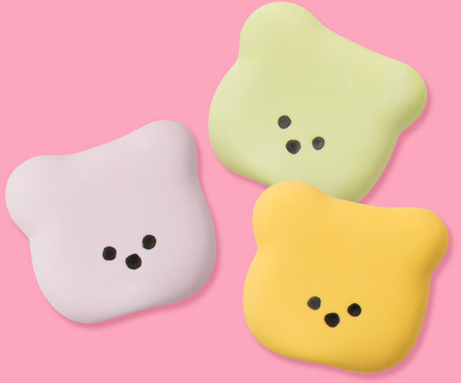 바잇미 강아지 빅 페이스 젤리곰 라텍스 장난감 3종 세트, 퍼플, 그린, 옐로우, 1세트