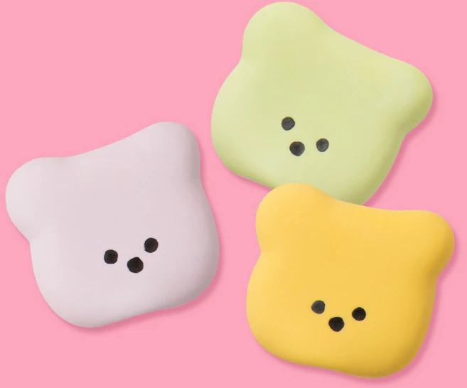 바잇미 강아지 빅 페이스 젤리곰 라텍스 장난감 3종 세트, 퍼플, 그린, 옐로우, 1세트 - 쿠팡