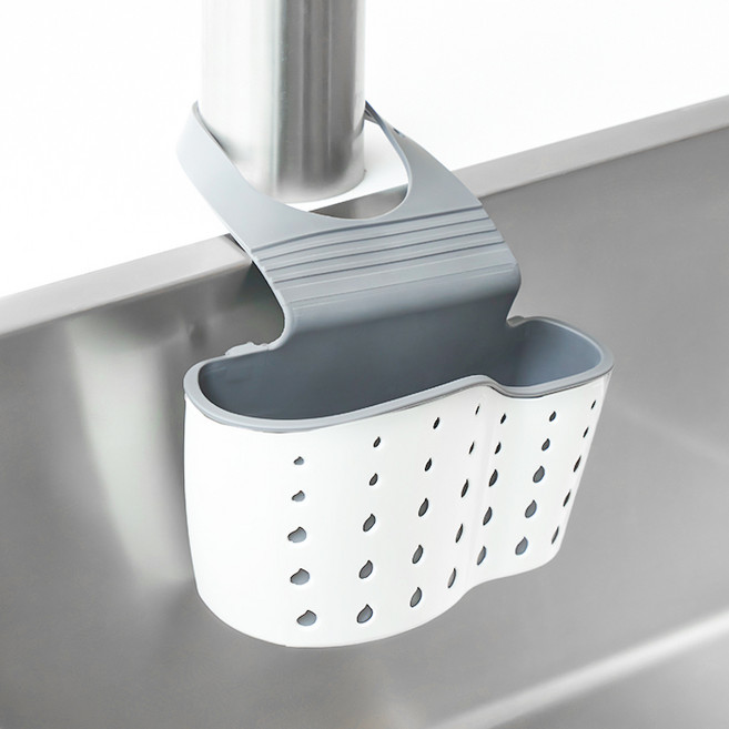 생활공식 무타공 물빠짐 싱크대 수세미 거치대, 그레이, 1개