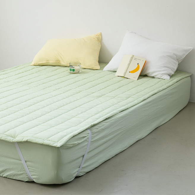 믹스앤매치 듀라론 트리플 냉감 누빔 고정 침대패드, 그린