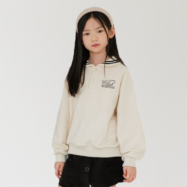 에스엠투 여아용 세라 벨벳 카라 맨투맨