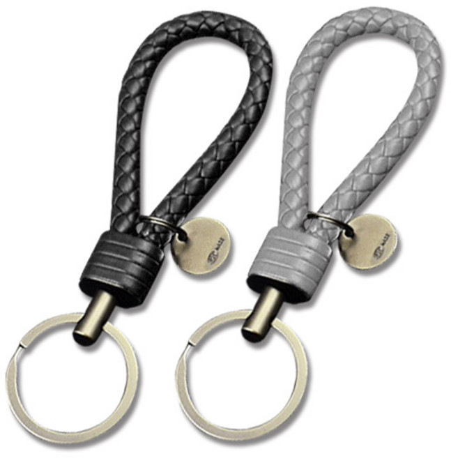어반카 VIP 스트랩 가죽 키링 2종 세트, 1세트, 블랙 + 그레이