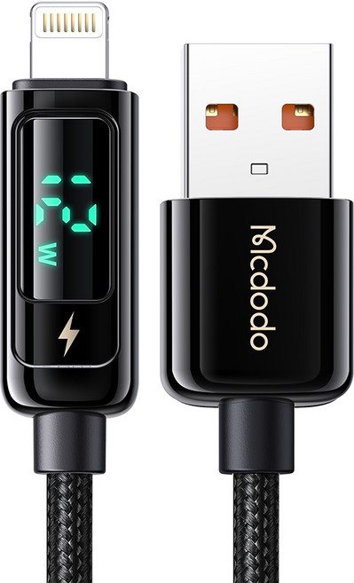 맥도도 디스플레이 USB A타입-애플8핀 라이트닝 고속충전 케이블, 블랙, 1.2m, 1개