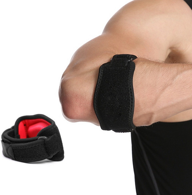 모든리드 배드민턴 헬스 테니스 팔꿈치 보호대, 블랙 + 레드, 1개