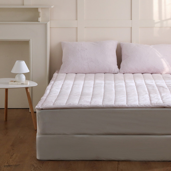 플로라침구 심플 극세사 고정밴드 침대패드, 퍼플