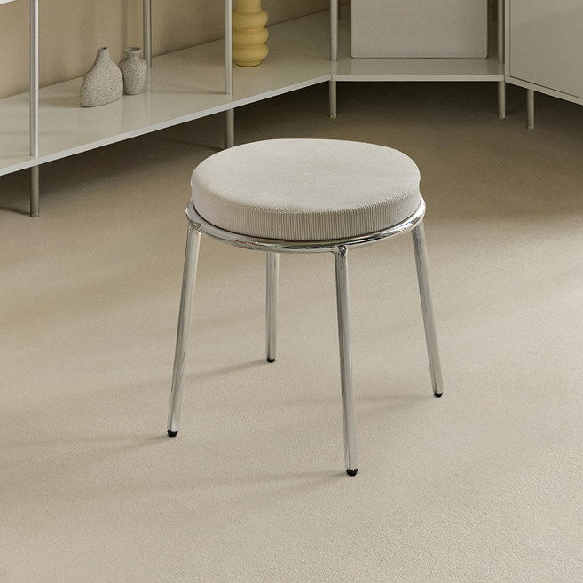 파로마 딕슨 벤즈 패브릭 스툴 방문설치, 화이트, 1개