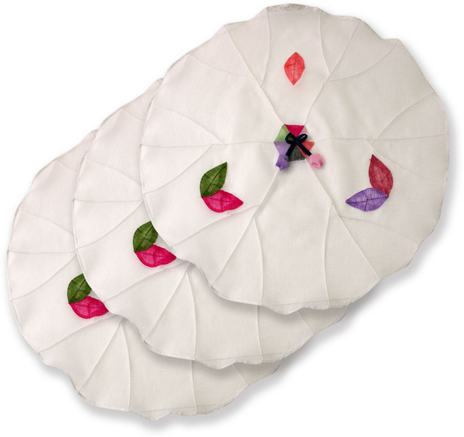 해피툴 나뭇잎 모시 조각 밥상보 화이트, 3개