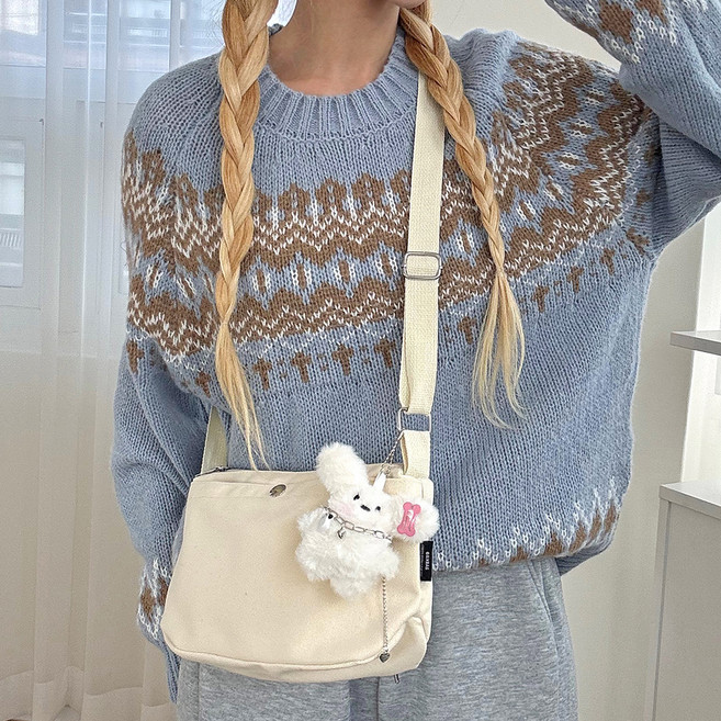 프롬헤븐 파울리 키링 포함 데일리 에코 캔버스 미니 크로스백 H955