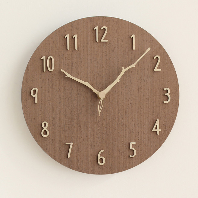 MJK 우드스노우 나뭇가지 벽시계, 라이트월넛