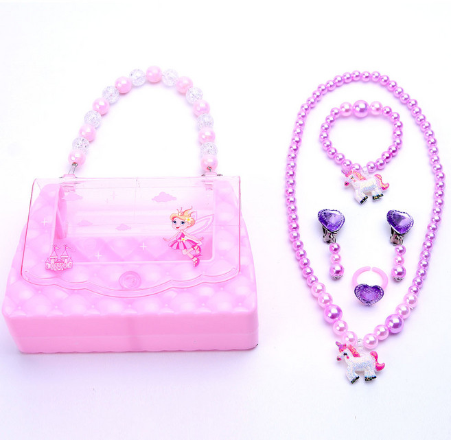 와우키즈 진주 주얼리 4종 + 가방 세트