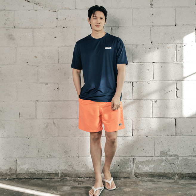 튜브트리 남성용 반팔 래쉬가드 베이직숏슬리브 비치팬츠 상하의 세트 AE9206