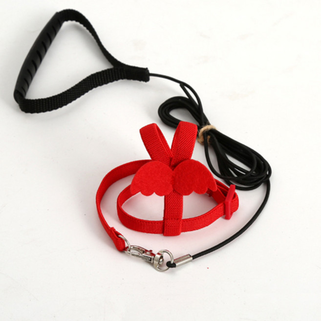 날개 장식이 귀여운 앵무새용 하네스 L, 레드, 1개