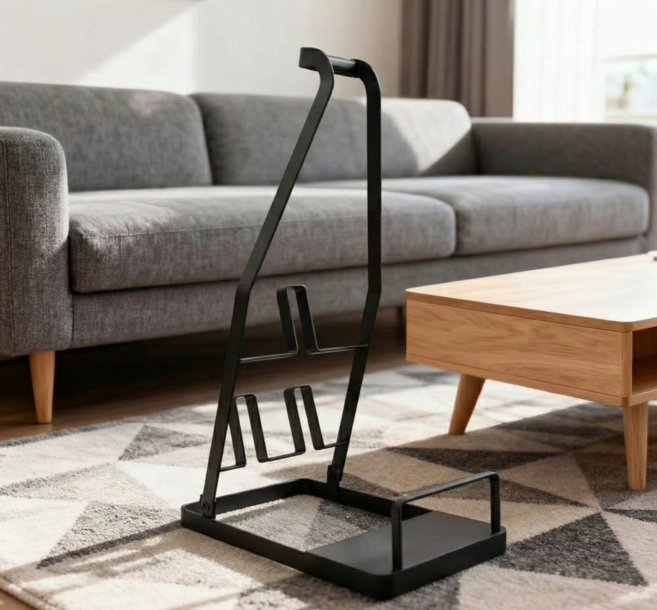 다나셀 심플 스탠드 접이식 청소기 거치대 보관함, 블랙