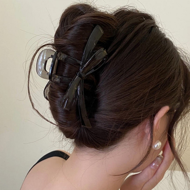 젤루나 빅사이즈 컬러 리본 헤어 올림머리 고정 집게핀 H-206-2 13cm