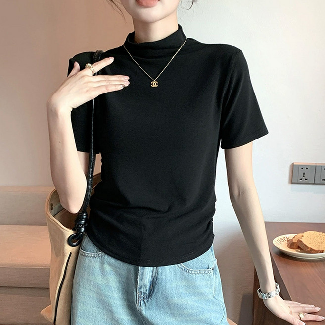 반야스토리 여성용 QQ112 슬림 반폴라 반팔 티셔츠