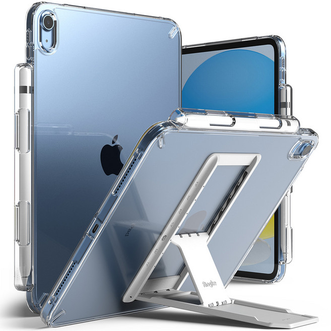 링케 아이패드 펜슬 수납 퓨전 태블릿PC 케이스 + 아웃스탠딩 콤보팩 세트, 클리어(케이스), 라이트 그레이(아웃스탠딩), 1개