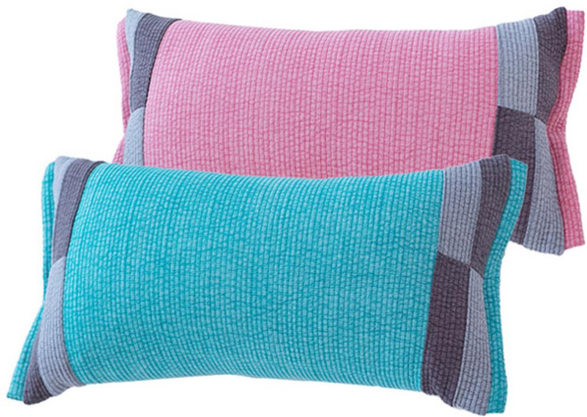 Sarang Yegam 棉顏料染拼接式蕎麥枕頭, 2個, 粉紅色+天空藍
