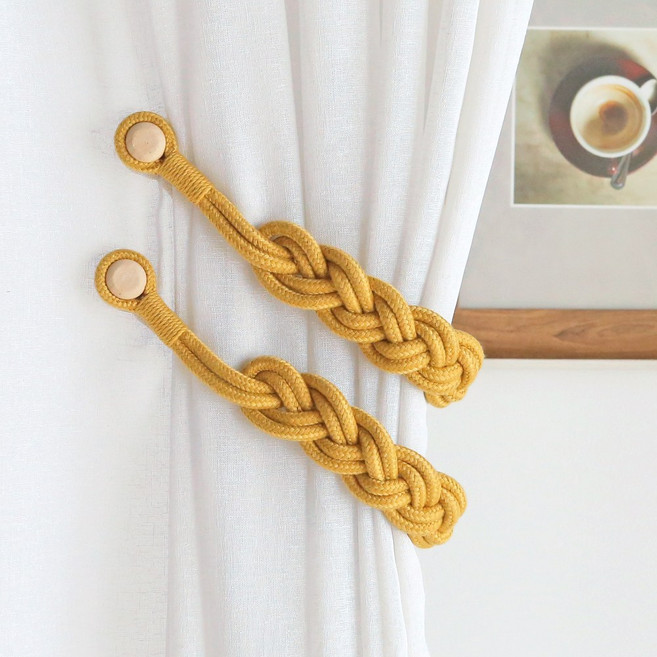 데코토닉 내추럴 로프 자석 타이백 36 x 4 cm, 머스타드, 2개