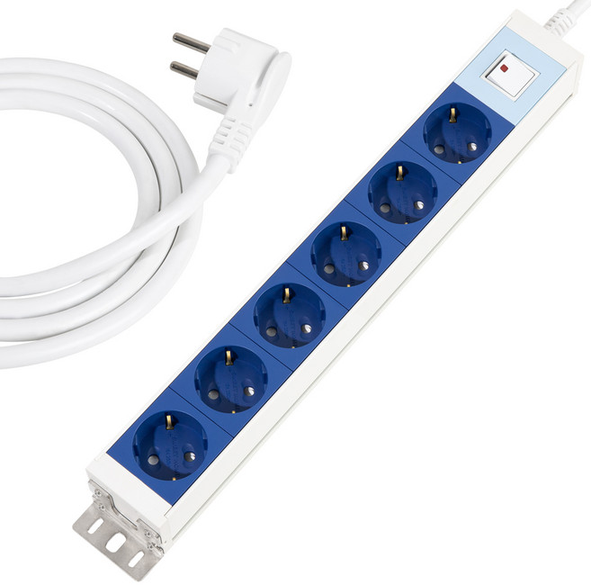 스윗홈 뉴잇 국산 고용량 알루미늄 컬러 과부하차단 납작 멀티탭 6구, 딥오션블루, 1개, 1.5m