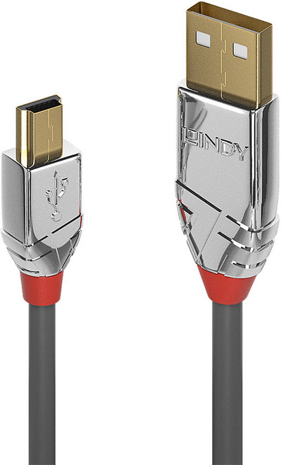 LINDY 林帝 CROMO鉻系列 USB2.0 Type-A 公 to Mini-B 公 傳輸線, 3m, 1條
