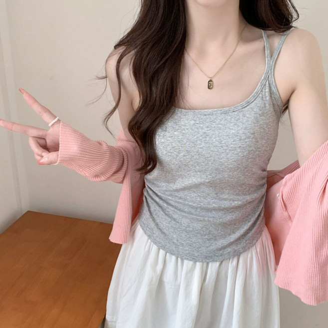 더시럽 여성용 더블스트랩 파스텔 나시