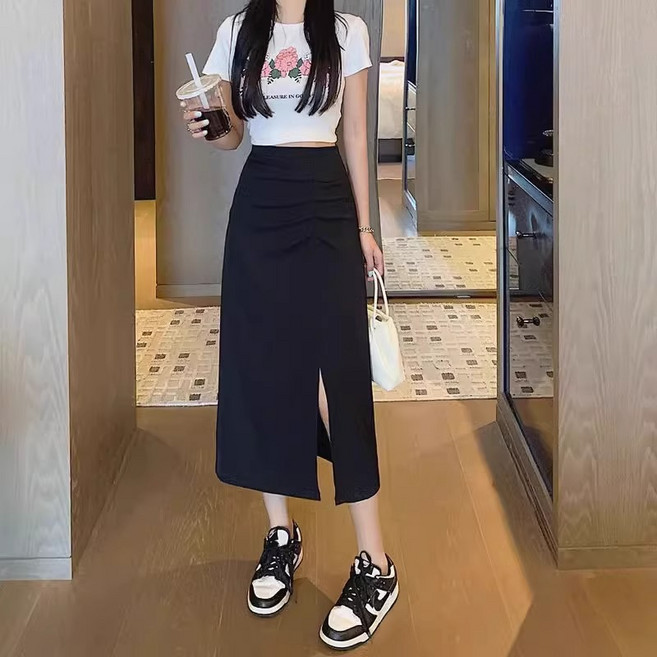 The Flow Commerce 女款可愛風正面抓皺開衩長裙