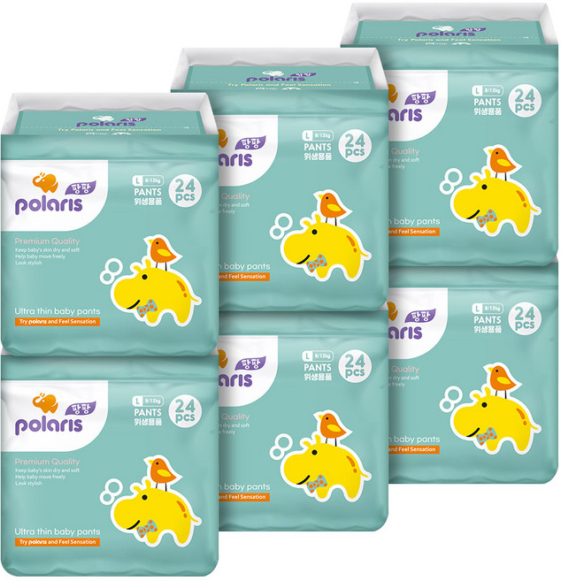 폴라리스 울트라씬 팬티형 기저귀 남녀공용, 대형(L), 144매