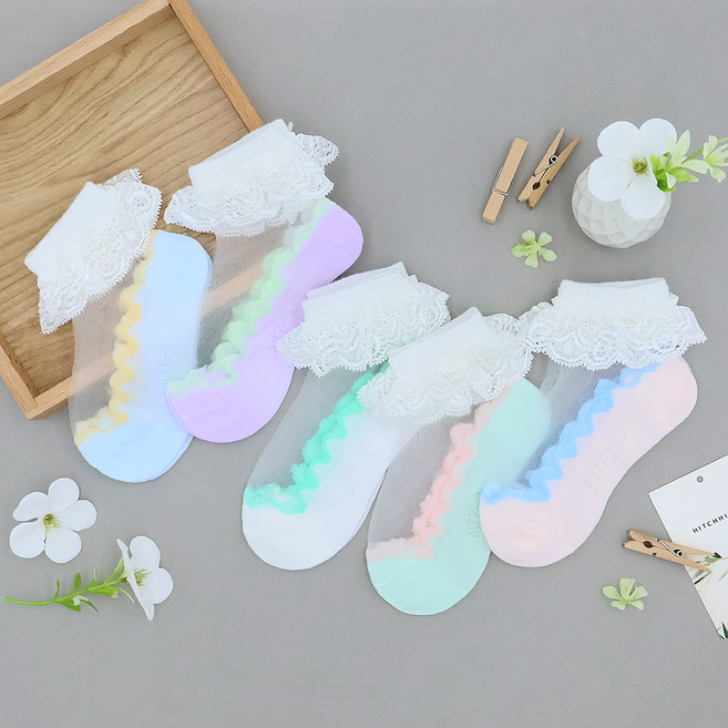 비단길 아동용 웨인 모노시스루 양말 5켤레 세트