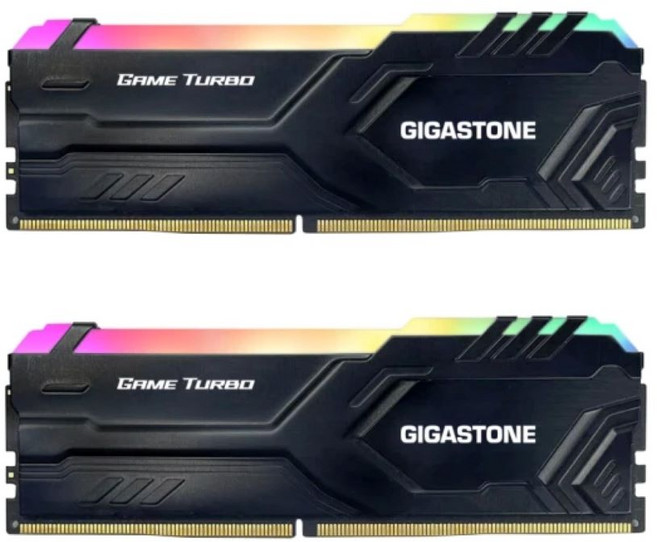 GIGASTONE 立達 GAME TURBO RGB 電競超頻 桌上型記憶體 PC專用 8GB 黑色, 2個, DDR4‐3200‐8U‐2‐GST‐RGB‐GameTurbo‐Black