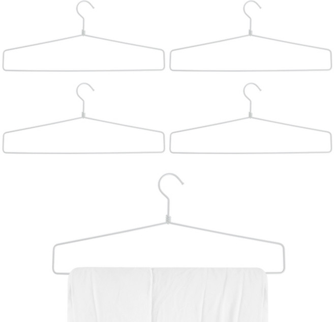 네이쳐리빙 튼튼한 이불정리 와이드 옷걸이, 화이트, 5개