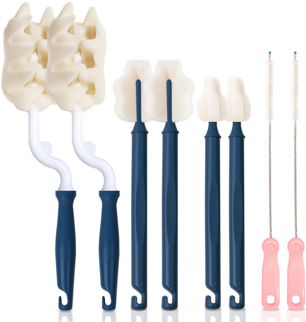 하이비 젖병 젖꼭지 세척솔 4종 세트 회전형, 클래식네이비, 랜덤발송(빨대브러쉬), 2세트