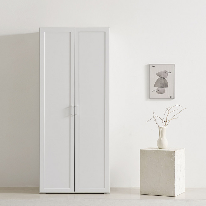 스칸디무드 누베르 몰딩 선반 이불장 800 방문설치, 화이트