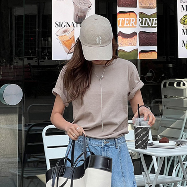 난닝구 여성용 마폴드 라운드 반팔 티셔츠