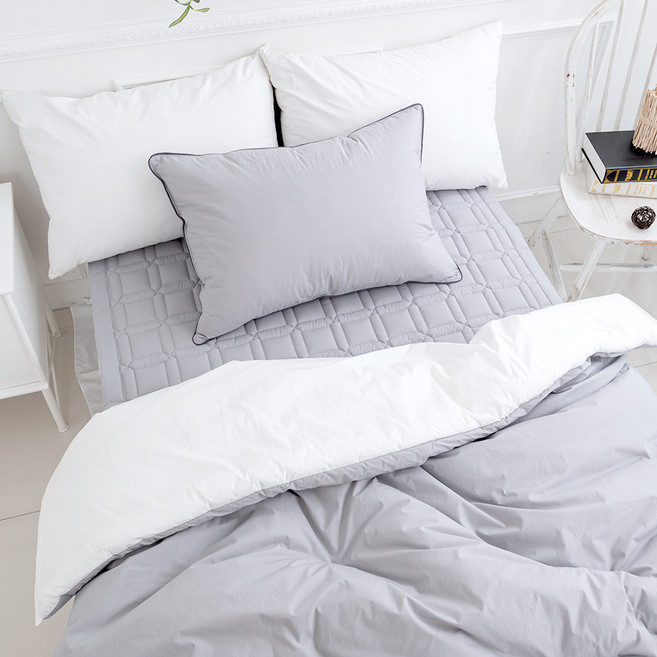 뮤즈 60수 고밀도 순면 차렵이불 + 베개커버 + 패드 세트