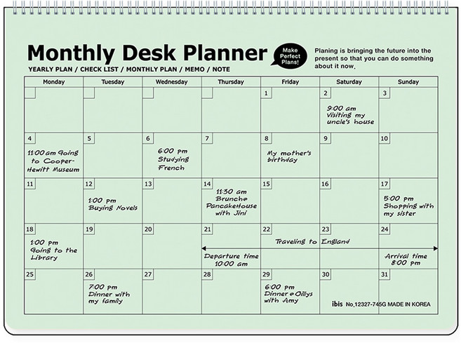 ibis PP桌上型月計畫行事曆, 1個, 翡翠綠