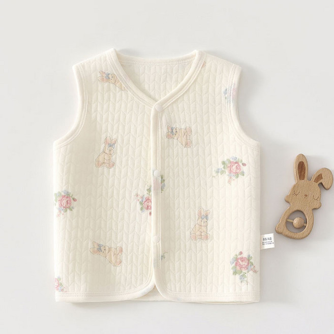 유아용 바닐라 보온 순면 조끼