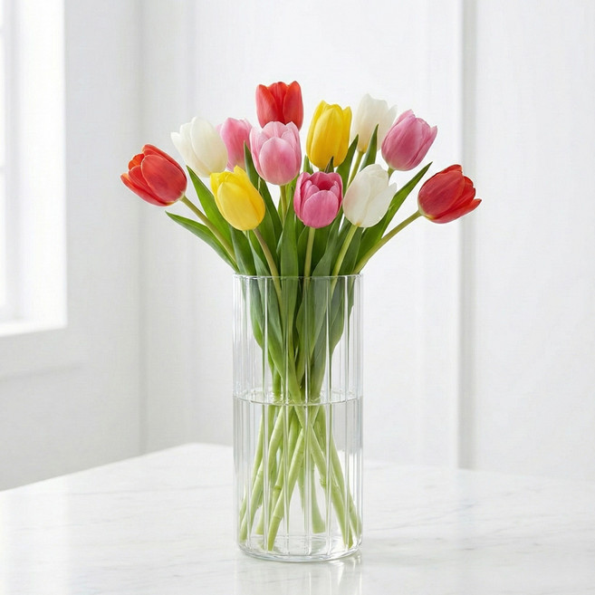 앙플랜트 웨이브 깨지지않는 아크릴 화병, 투명