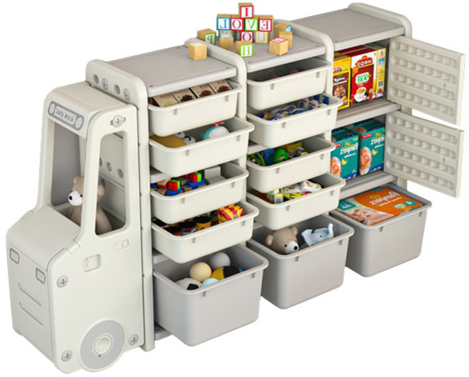 유닛키즈 자동차 수납정리함 149 x 94 x 31.5cm, 아이보리