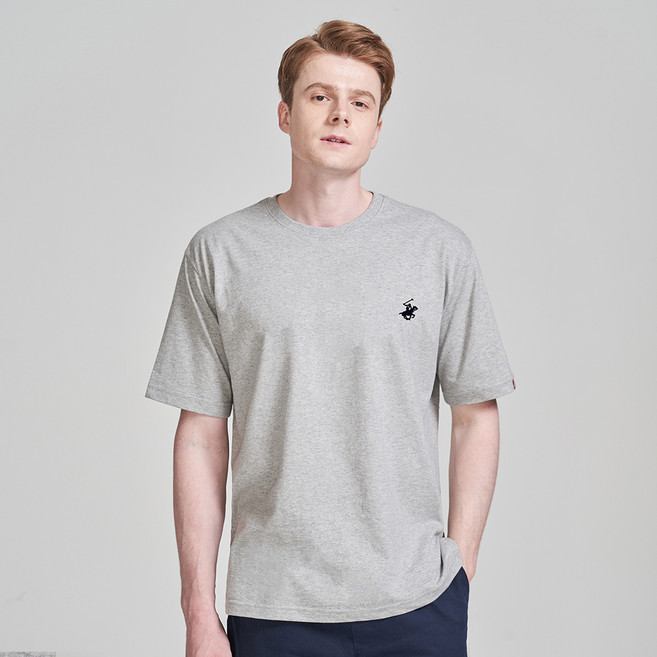 BEVERLY HILLS POLO CLUB 比佛利保羅 男女通用 Timeless 刺繡標誌透氣圓領短袖T恤 CPS9T00, 灰色