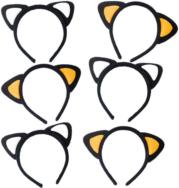 파티쇼 검은고양이 머리띠 2종 세트, 화이트옐로우, 3세트