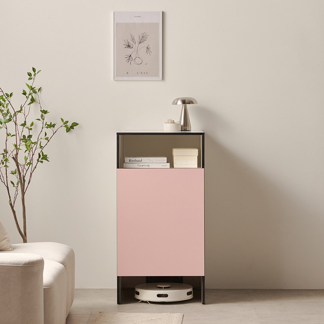 마마룸 헤스티아 로봇청소기 수납장 오픈형, 핑크