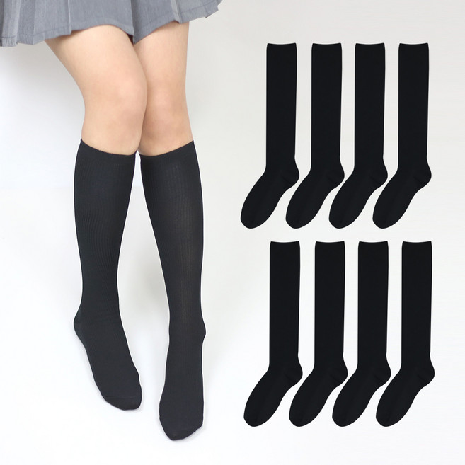 이지레그 여성용 슬림핏 베이직 골지 니삭스 8켤레