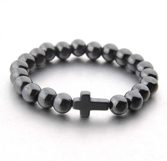 광명하다 흑요석 십자가 천주교 기독교 묵주팔찌