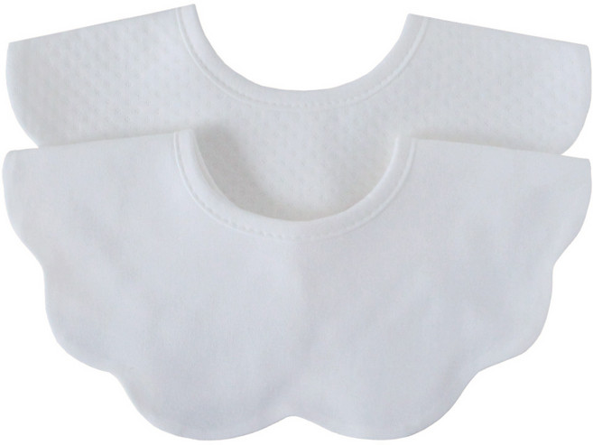 BUNNIE BLOSSOM 孩童圍兜兜2件組, 奶白色壓花+奶白色, 1組