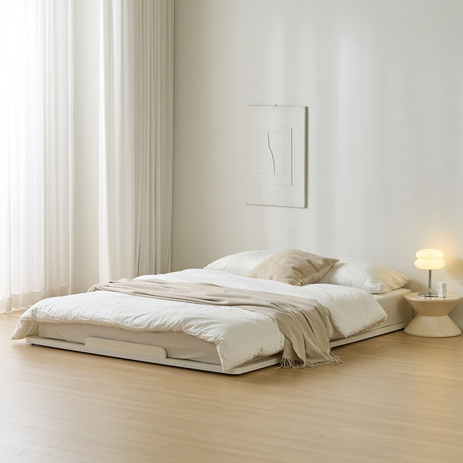 우아미가구 코엔 저상형 침대 프레임 단품 방문설치, 아이보리